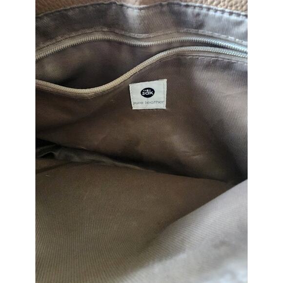 THE SAK Brown Pebbled Leather Hobo Crossbody Zip Bag Handbag - Picture 5 of 9